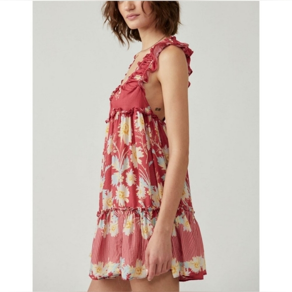 FREE PEOPLE Bali Wild Daisy Slip / Renaissance Red Combo - Picture 2 of 12